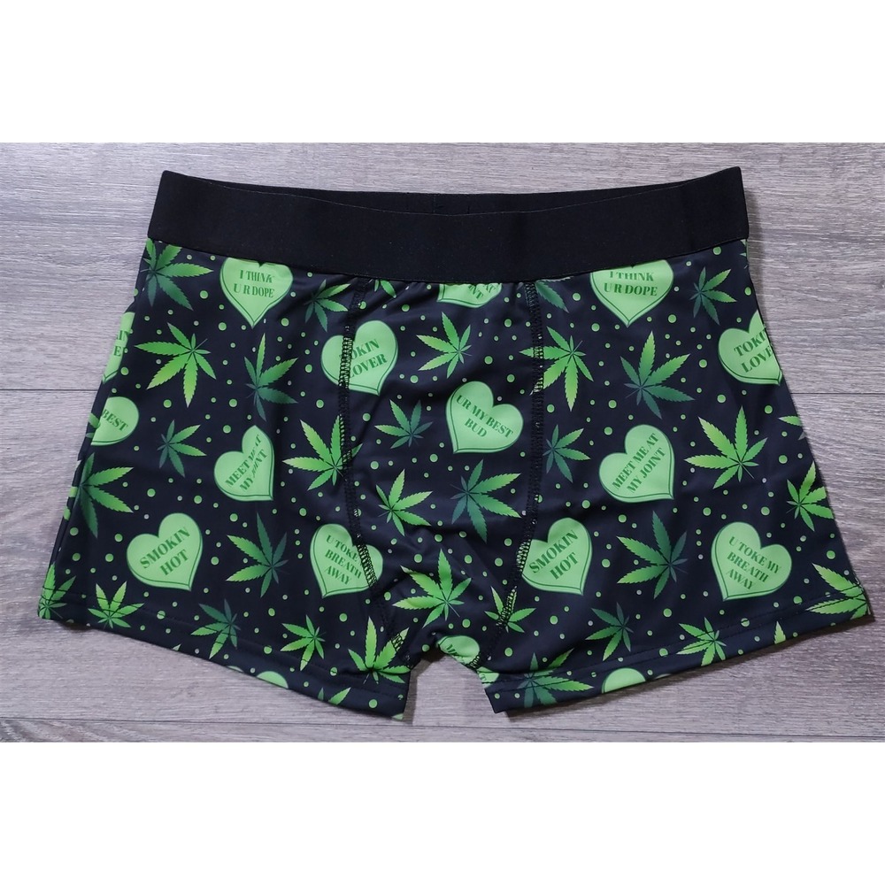 Valentines Day Underwear Mens Small 28-30 FUNNY Weed Boxer Brief Gift